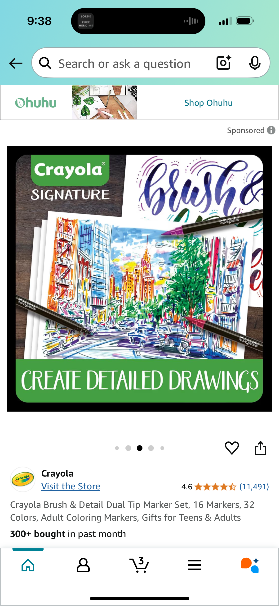 Crayola Brush & Detail Dual Tip Marker Set, 16 Markers, 32 Colors, Adult Coloring Markers, Gifts for Teens & Adults