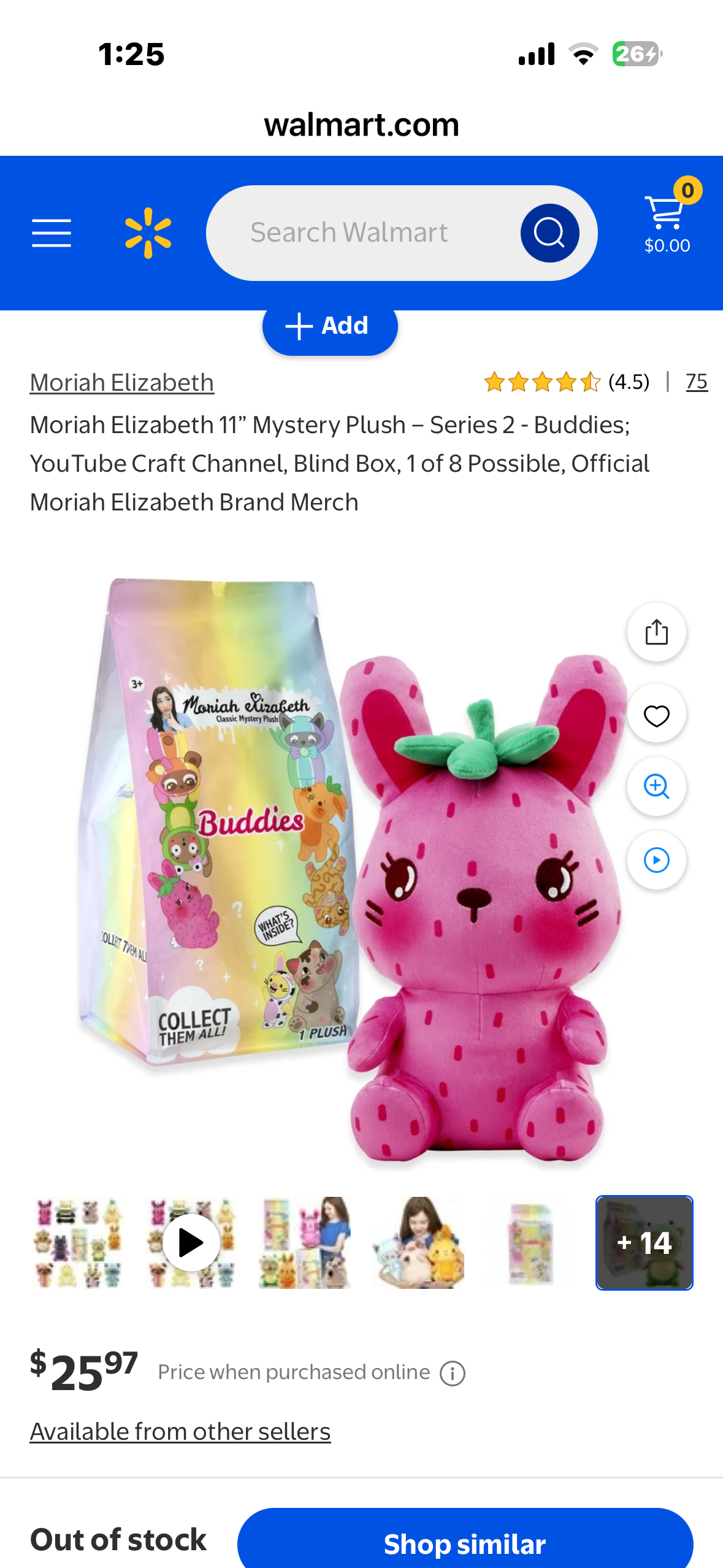 Moriah Elizabeth 11” Mystery Plush; YouTube Craft Channel, Blind Box, 1 of 8 Possible, Official Moriah Elizabeth Brand Merch