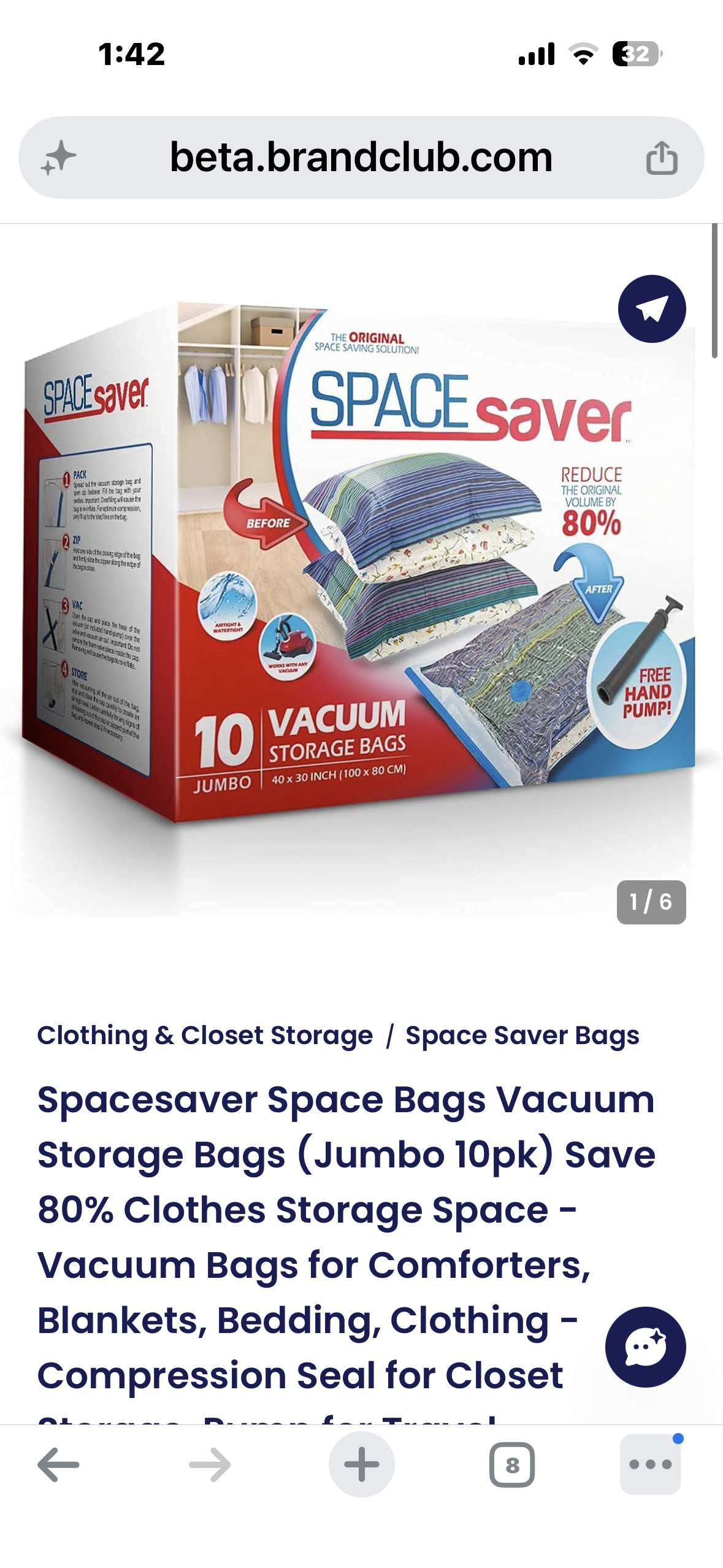 Spacesaver Vacuum Storage Bags - 80% More Storage! Hand-Pump & Turbo-Valve, Double-Zip Seal (20 Pack)