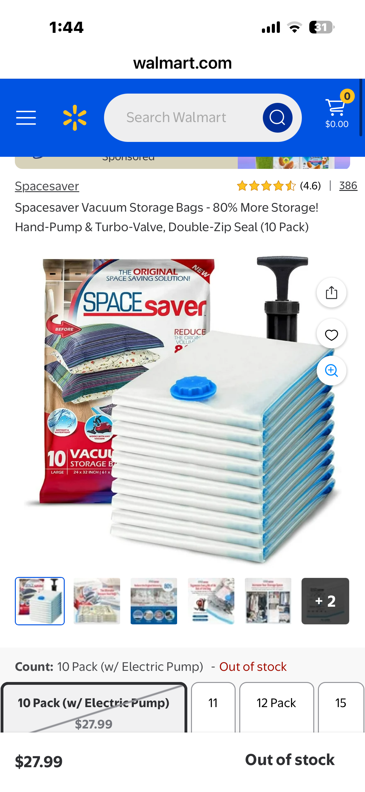 Spacesaver Vacuum Storage Bags - 80% More Storage! Hand-Pump & Turbo-Valve, Double-Zip Seal (20 Pack)