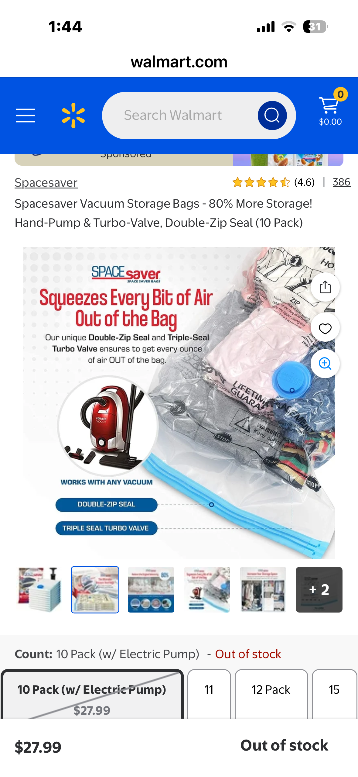 Spacesaver Vacuum Storage Bags - 80% More Storage! Hand-Pump & Turbo-Valve, Double-Zip Seal (20 Pack)