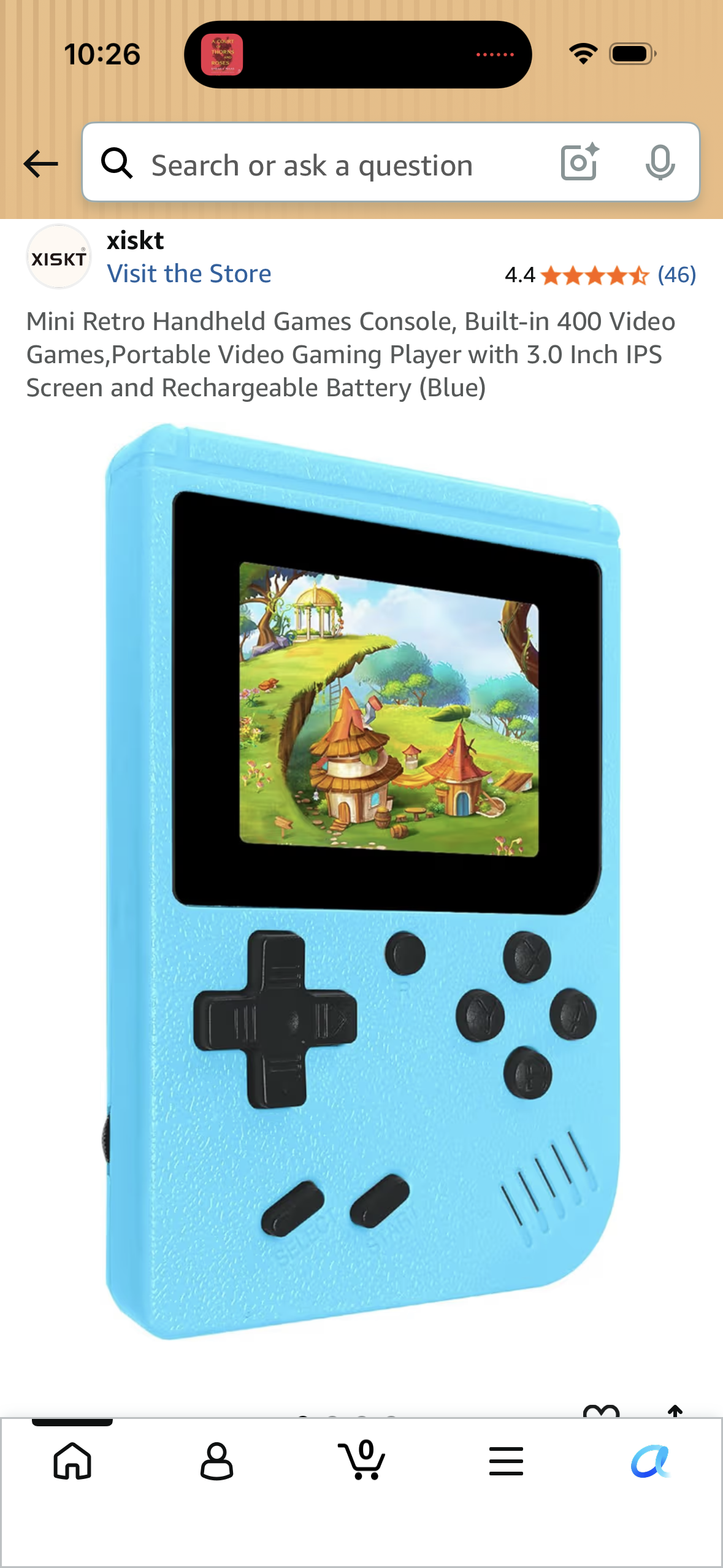 Mini Retro Handheld Games Console, Built-in 400 Video Games,Portable Video Gaming Player with 3.0 Inch IPS Screen and Rechargeable Battery (Blue)