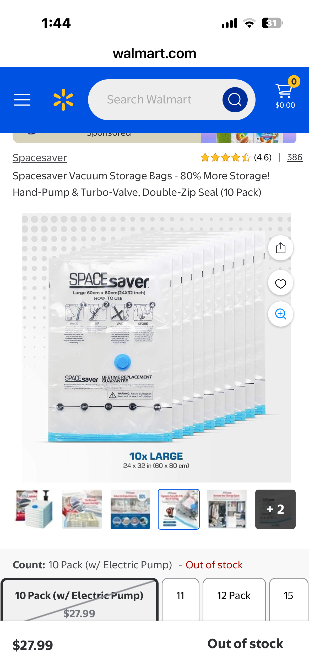 Spacesaver Vacuum Storage Bags - 80% More Storage! Hand-Pump & Turbo-Valve, Double-Zip Seal (20 Pack)