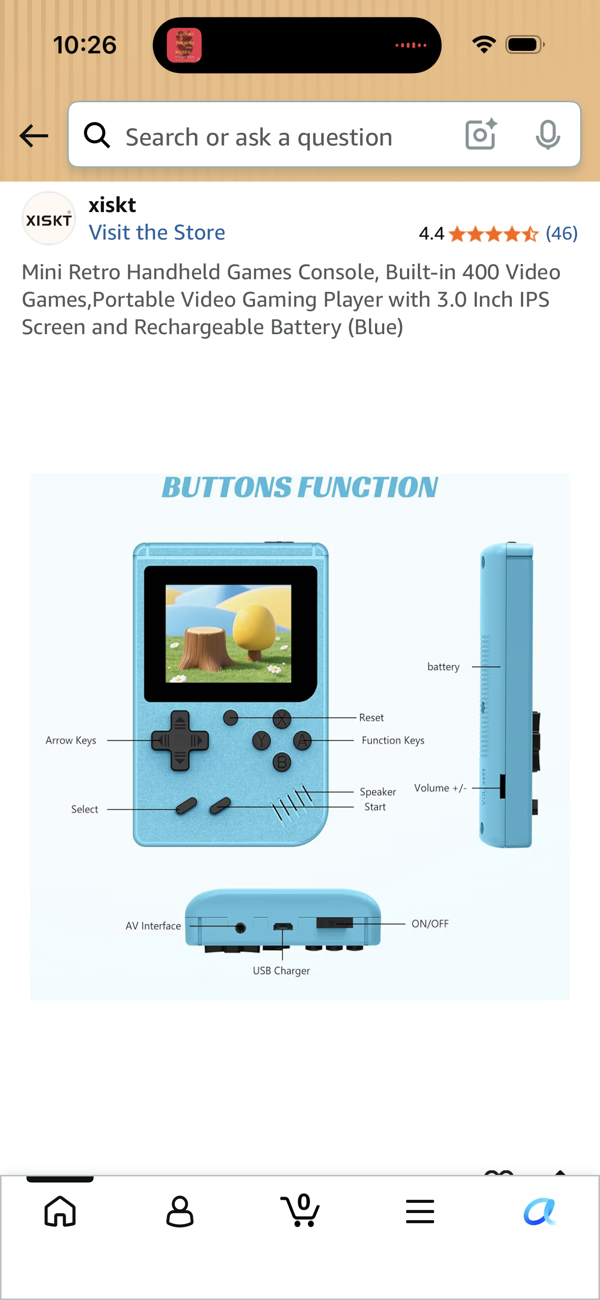Mini Retro Handheld Games Console, Built-in 400 Video Games,Portable Video Gaming Player with 3.0 Inch IPS Screen and Rechargeable Battery (Blue)