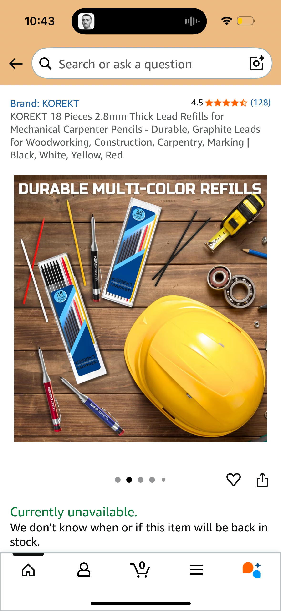 KOREKT 18 Pieces 2.8mm Thick Lead Refills for Mechanical Carpenter Pencils - Durable, Graphite Leads for Woodworking, Construction, Carpentry, Marking | Black, White, Yellow, Red