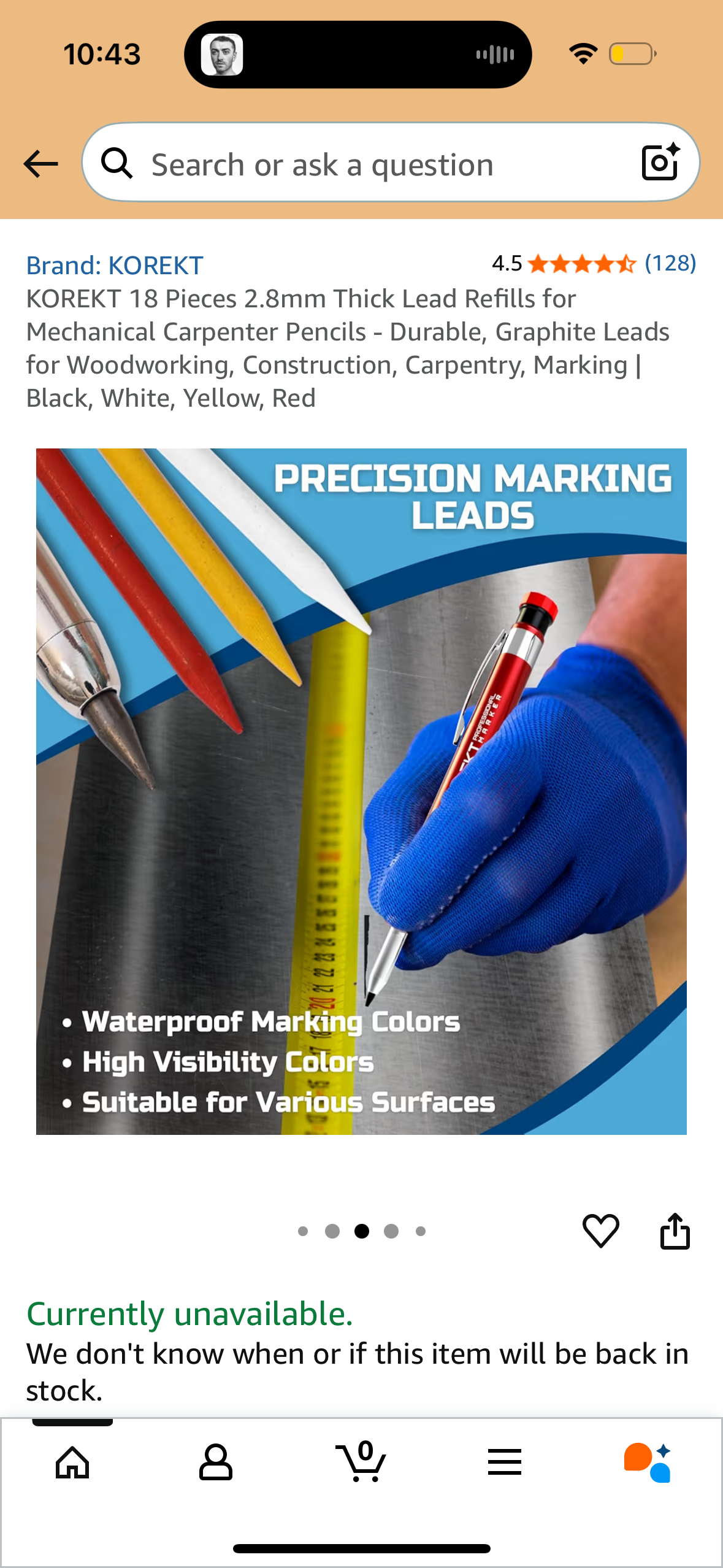 KOREKT 18 Pieces 2.8mm Thick Lead Refills for Mechanical Carpenter Pencils - Durable, Graphite Leads for Woodworking, Construction, Carpentry, Marking | Black, White, Yellow, Red