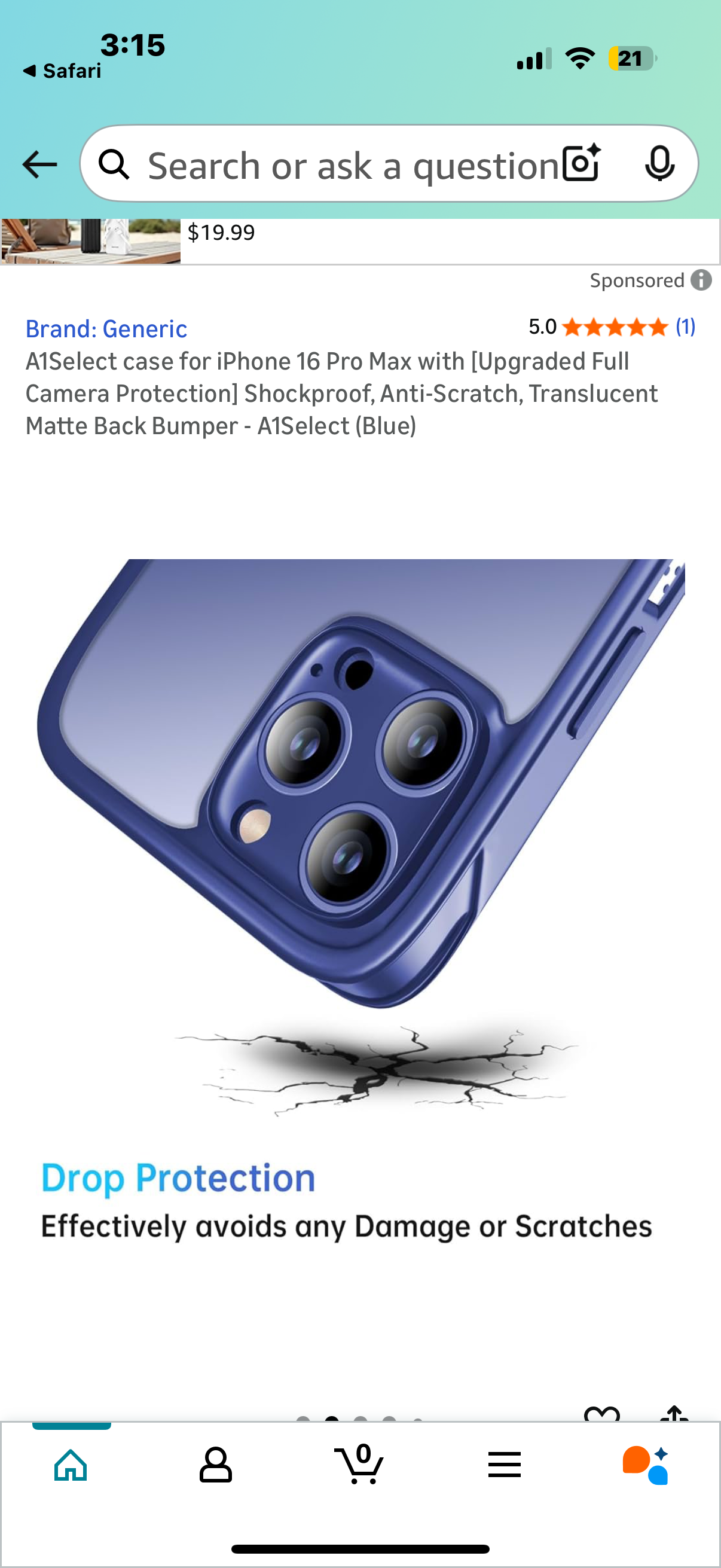 A1Select case for iPhone 16 Pro Max with [Upgraded Full Camera Protection] Shockproof, Anti-Scratch, Translucent Matte Back Bumper - A1Select (Blue