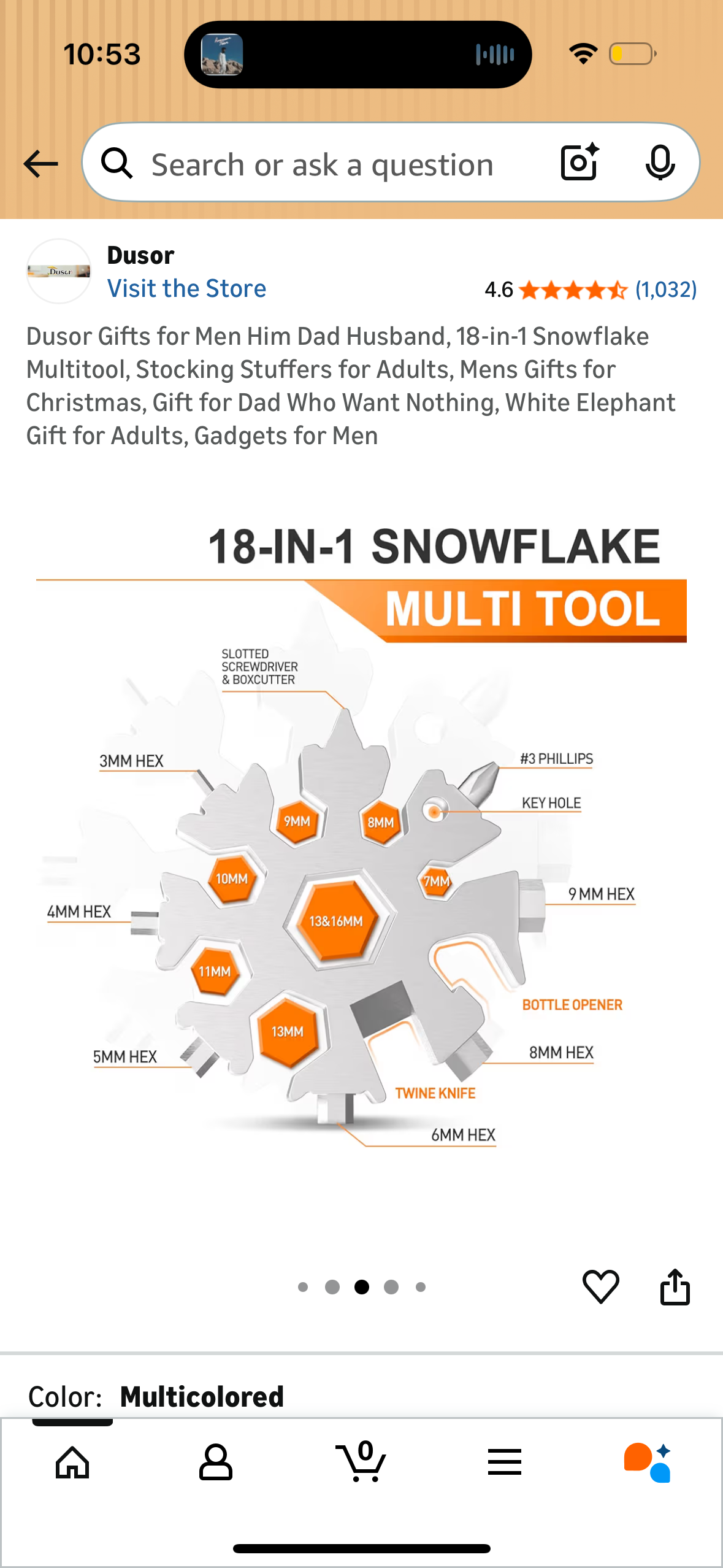 Dusor Gifts for Men Him Dad Husband, 2 Pcs 18-in-1 Snowflake Multitool, Stocking Stuffers for Adults, Mens Gifts for Christmas, Gift for Dad Who Want Nothing, White Elephant Gift for Adults, Gadgets for Men