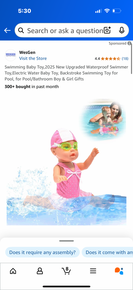 Swimming Baby Toy,2025 New Upgraded Waterproof Swimmer Toy,Electric Water Baby Toy, Backstroke Swimming Toy for Pool, for Pool/Bathroom Boy & Girl Gifts