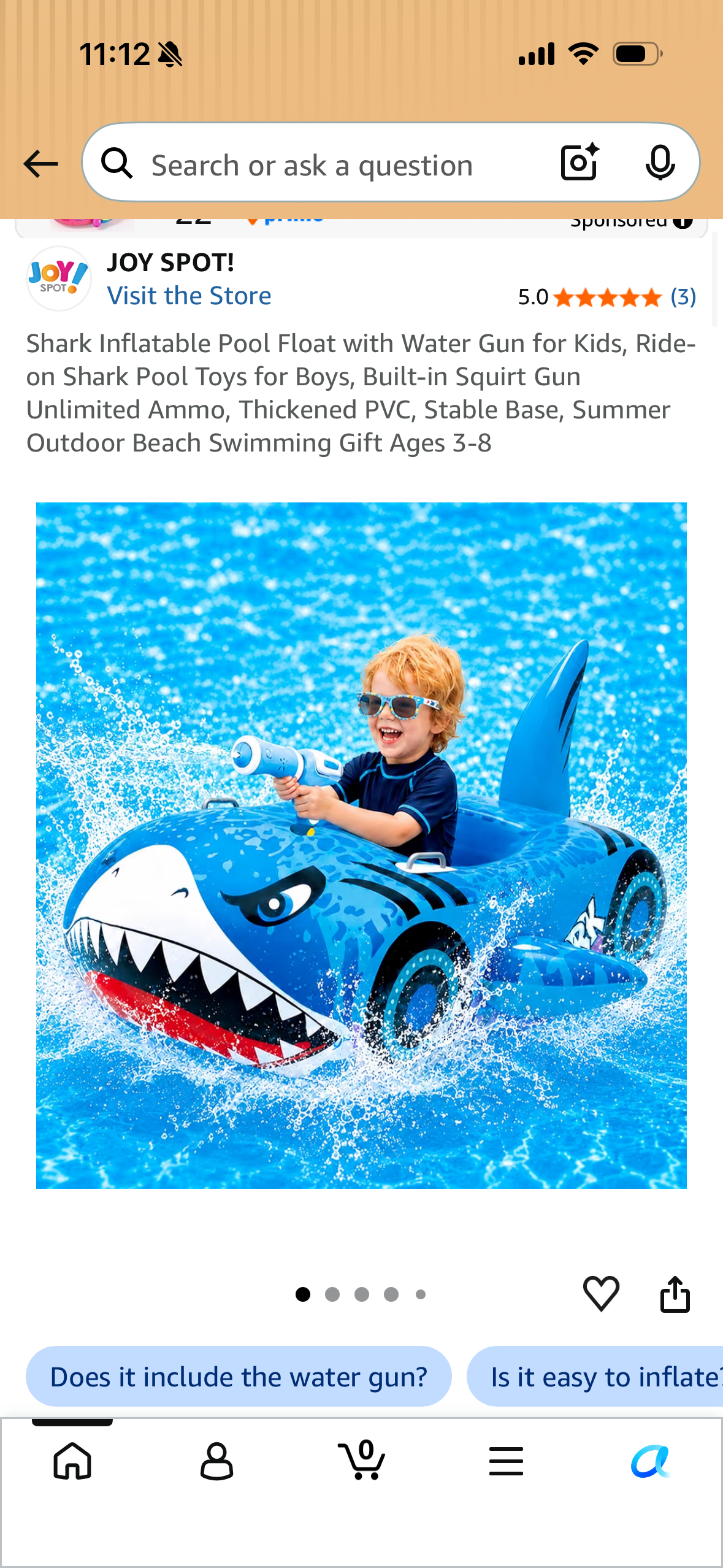 Shark Inflatable Pool Float with Water Gun for Kids, Ride-on Shark Pool Toys for Boys, Built-in Squirt Gun Unlimited Ammo, Thickened PVC, Stable Base, Summer Outdoor Beach Swimming Gift Ages 3-8