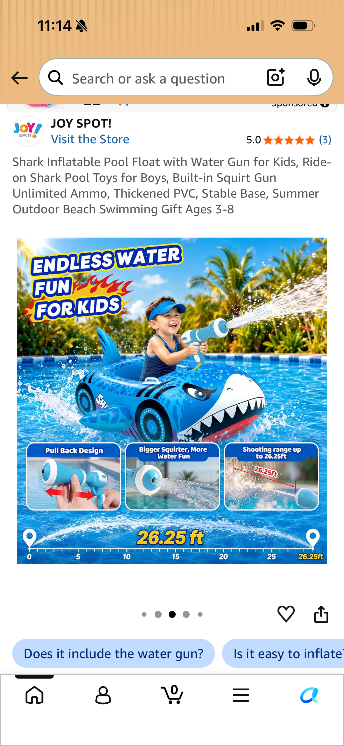 Shark Inflatable Pool Float with Water Gun for Kids, Ride-on Shark Pool Toys for Boys, Built-in Squirt Gun Unlimited Ammo, Thickened PVC, Stable Base, Summer Outdoor Beach Swimming Gift Ages 3-8