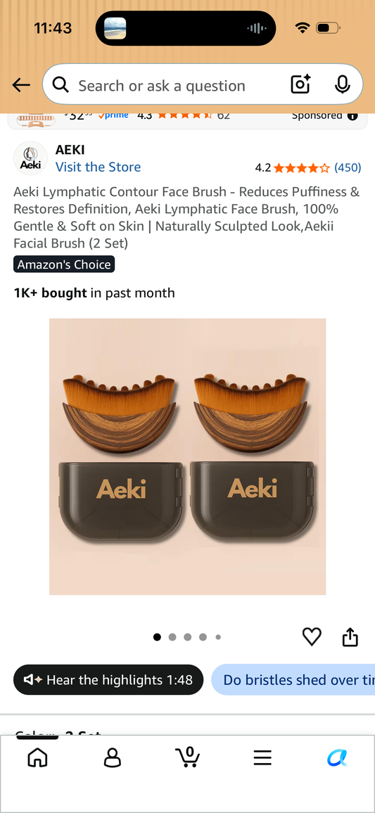 Aeki Lymphatic Contour Face Brush - Reduces Puffiness & Restores Definition, Aeki Lymphatic Face Brush, 100% Gentle & Soft on Skin | Naturally Sculpted Look,Aekii Facial Brush (2 Set)