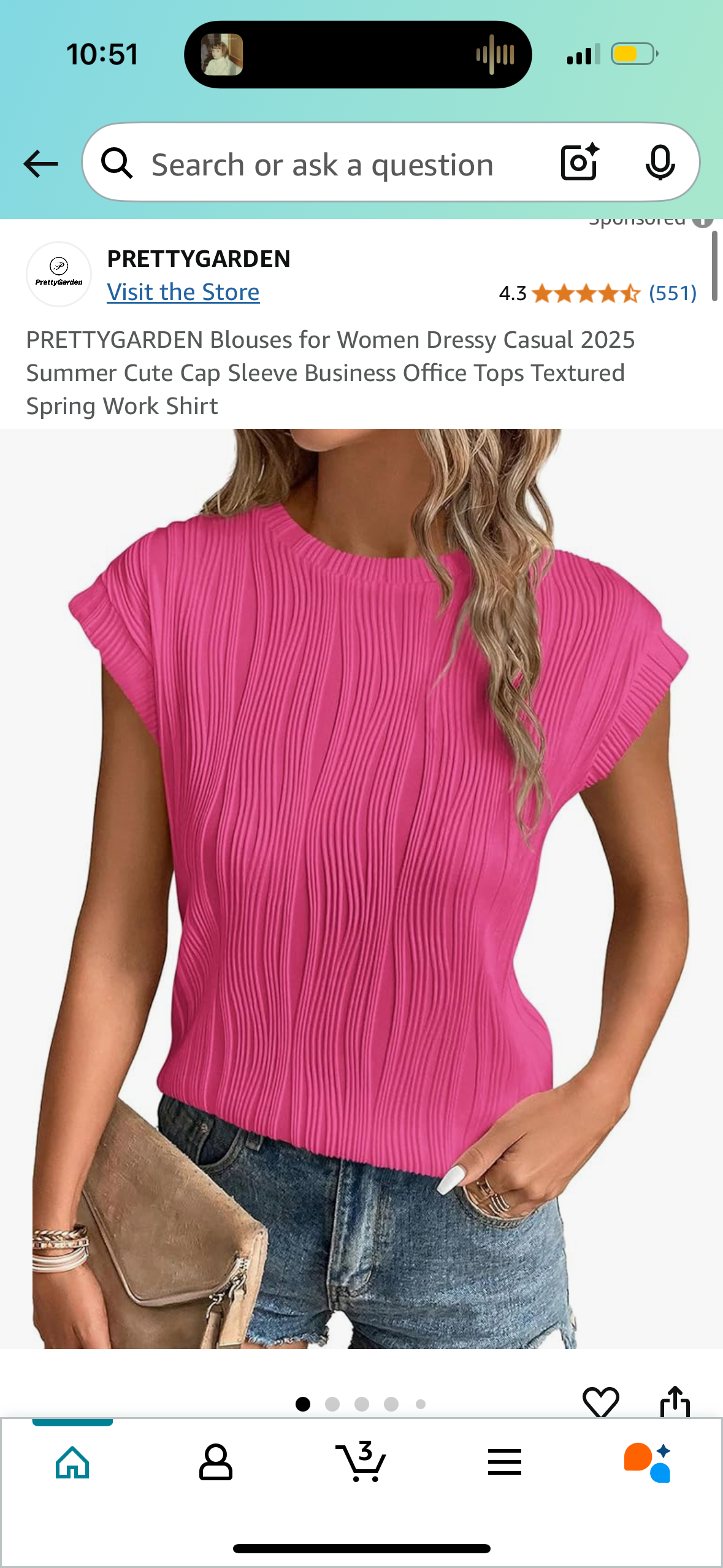 Women's Short Sleeved Textured Tunics Shirts Trendy Loose Casual Solid Tops Basic Tee Pink