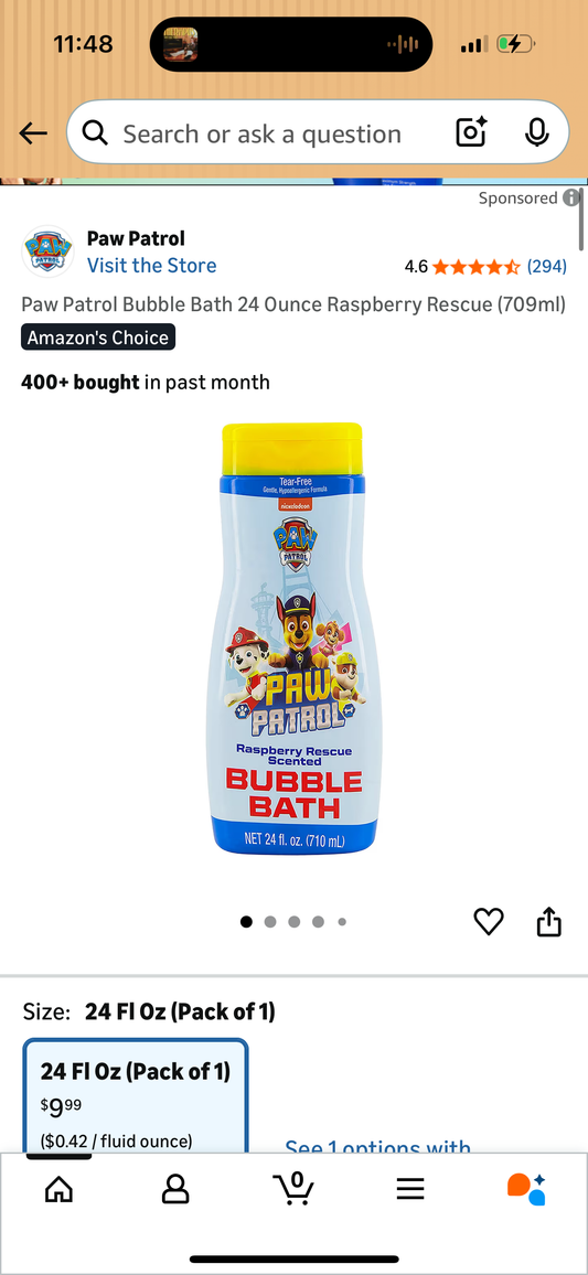 Paw Patrol Bubble Bath 24 Ounce Raspberry Rescue (709ml)