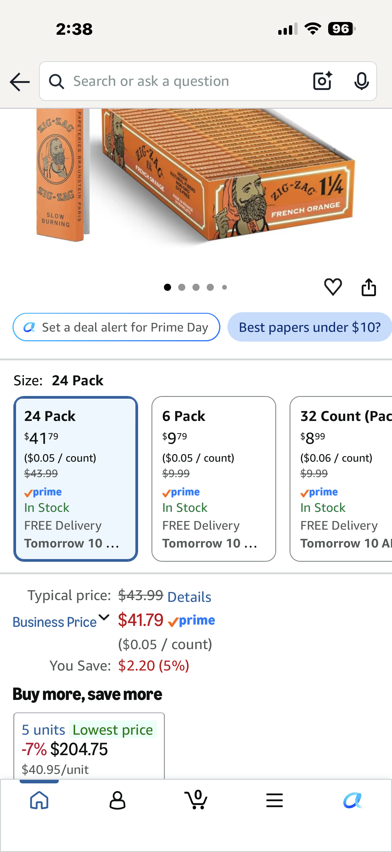 Zig-Zag Rolling Papers - 1 1/4 French Orange Rolling Papers - Natural Gum Arabic - 78 MM - 24 Booklets with 32 Papers per Booklet
