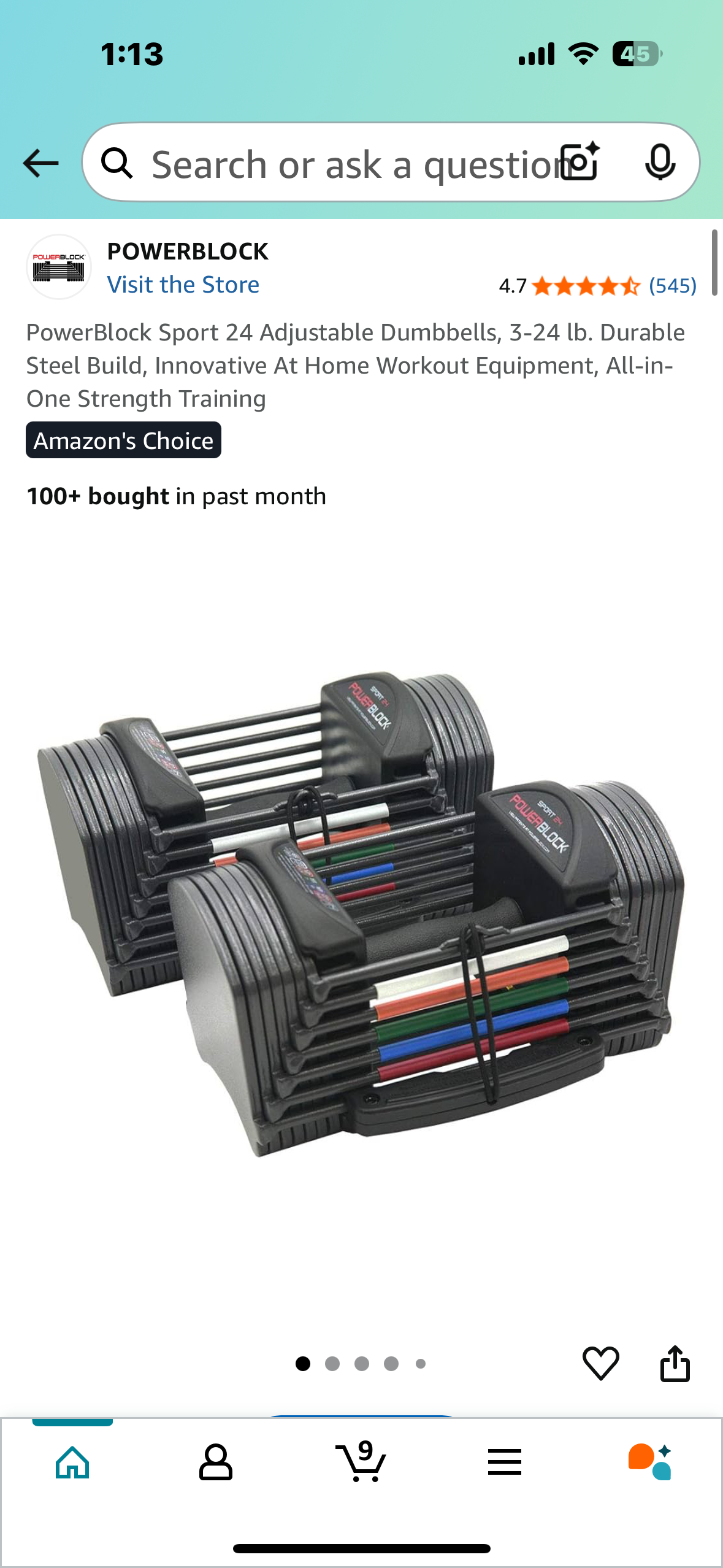 PowerBlock Sport 24 Adjustable Dumbbells, 3-24 lb. Durable Steel Build, Innovative At Home Workout Equipment, All-in-One Strength Training (W467)