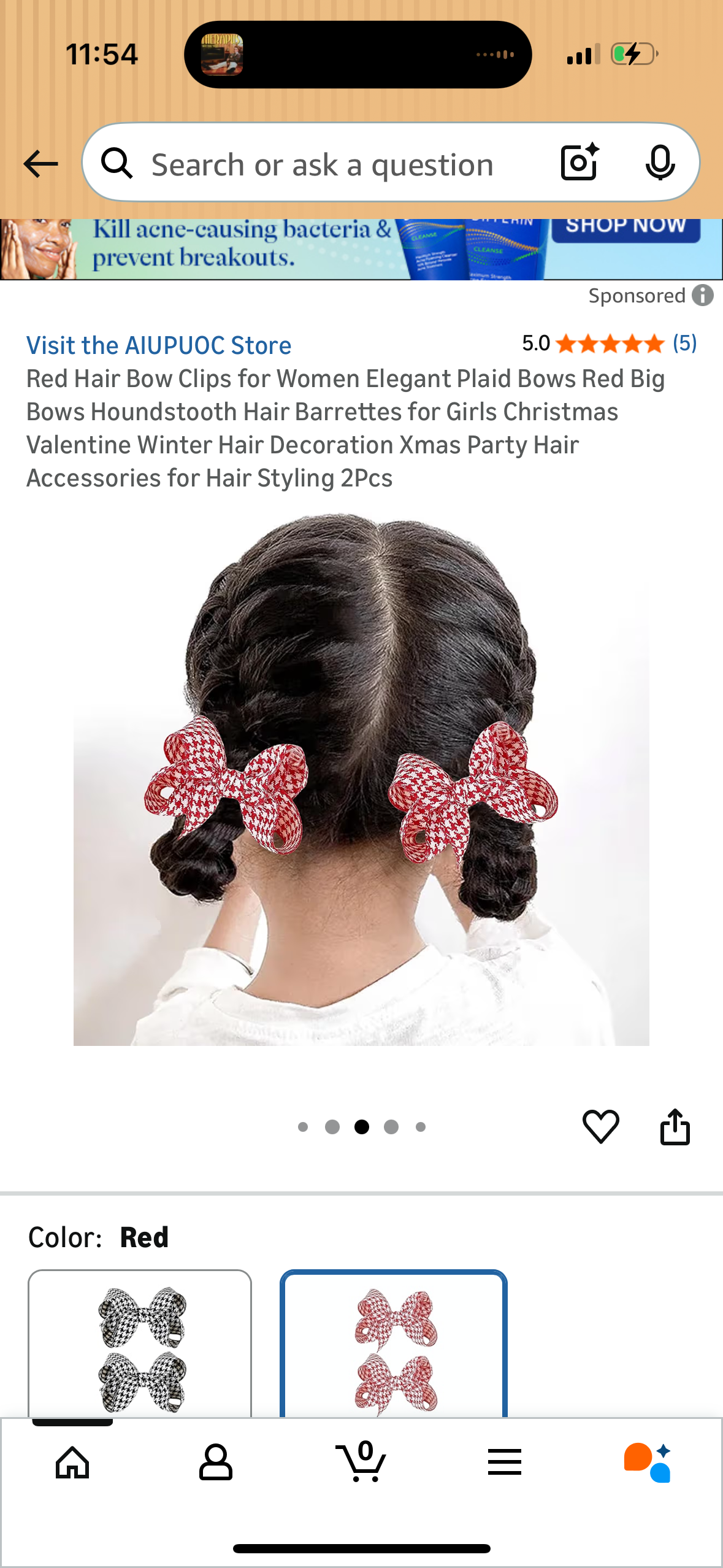 Red Hair Bow Clips for Women Elegant Plaid Bows Red Big Bows Houndstooth Hair Barrettes for Girls Christmas Valentine Winter Hair Decoration Xmas Party Hair Accessories for Hair Styling 2Pcs