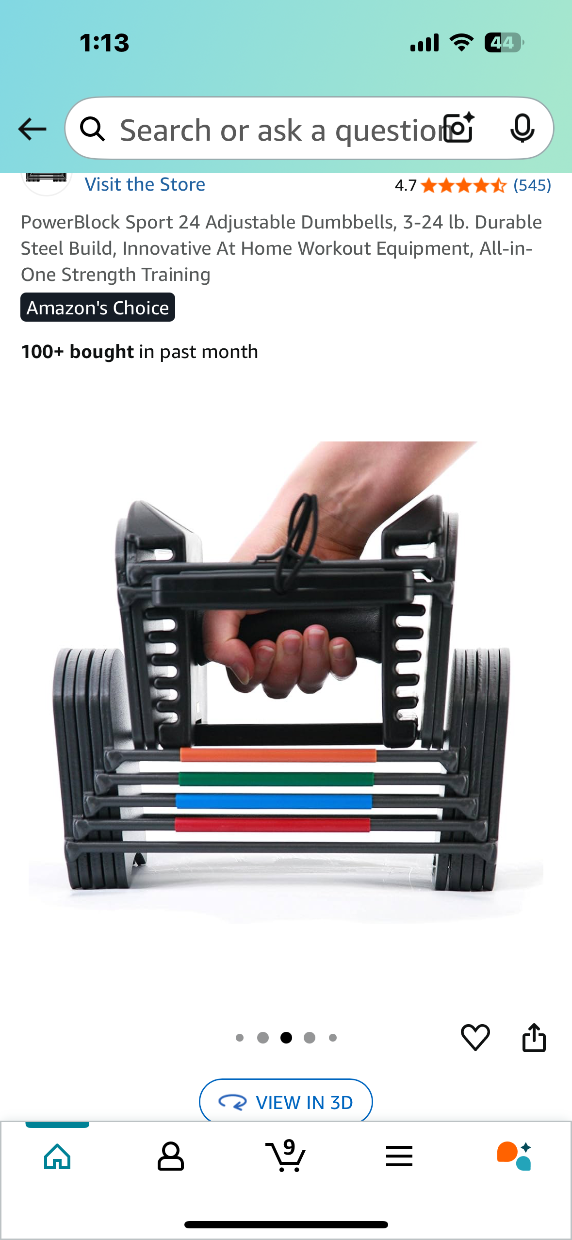 PowerBlock Sport 24 Adjustable Dumbbells, 3-24 lb. Durable Steel Build, Innovative At Home Workout Equipment, All-in-One Strength Training (W467)