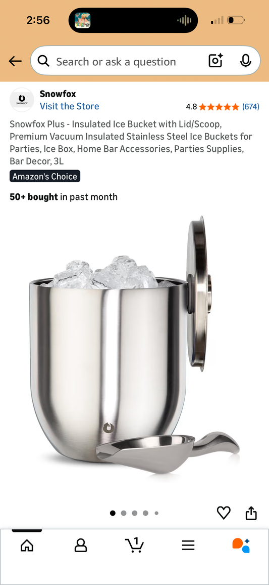 Snowfox Plus - Insulated Ice Bucket with Lid/*Tongs*, Premium Vacuum Insulated Stainless Steel Ice Buckets for Parties, Ice Box, Home Bar Accessories, Parties Supplies, Bar Decor, 3L