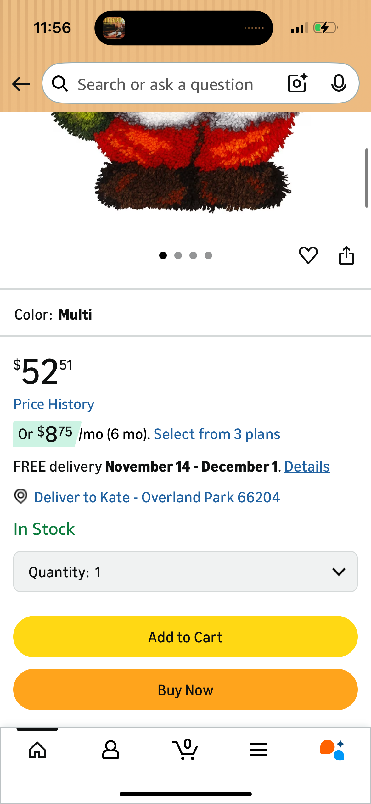 Orchidea Latch Hook Kit: Cushion: Shaped: Santa, 35 x 46cm, Multi