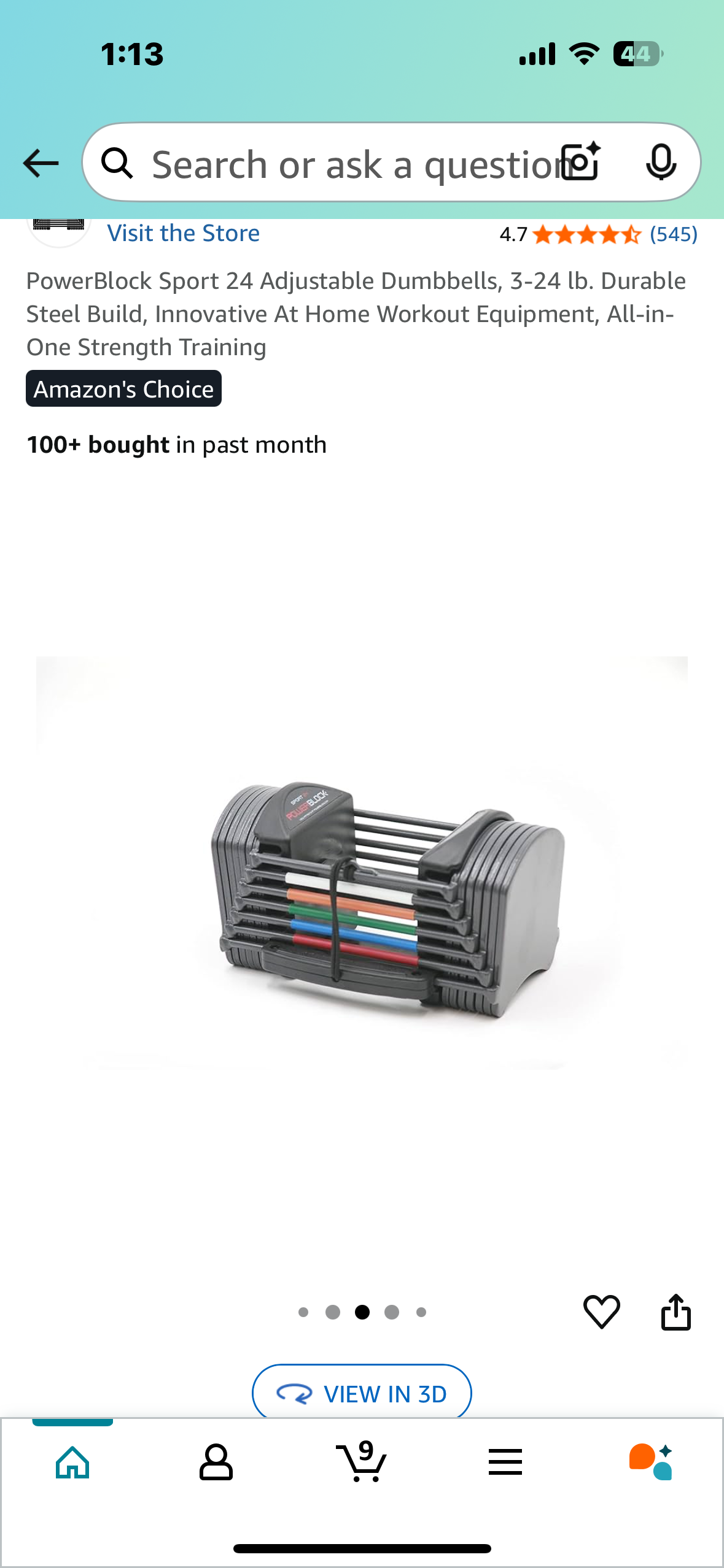 PowerBlock Sport 24 Adjustable Dumbbells, 3-24 lb. Durable Steel Build, Innovative At Home Workout Equipment, All-in-One Strength Training (W467)