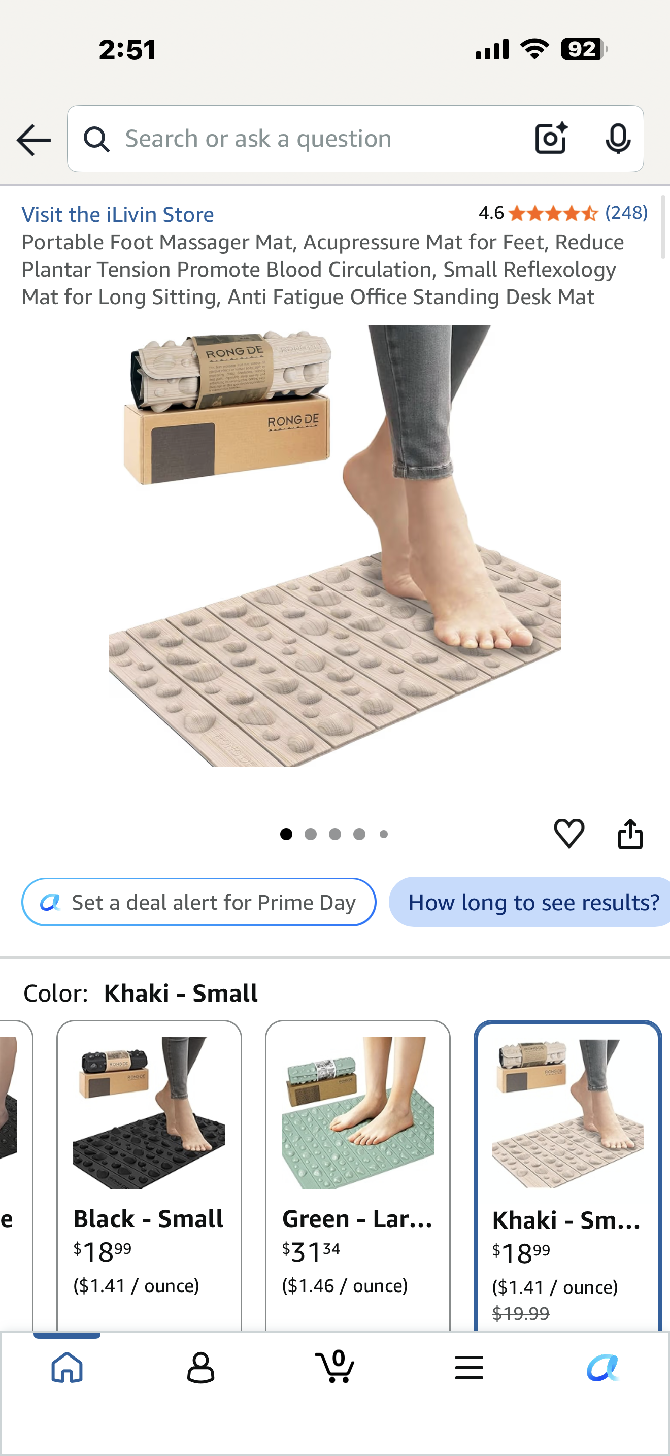 Portable Foot Massager Mat, Acupressure Mat for Feet, Reduce Plantar Tension Promote Blood Circulation, Small Reflexology Mat for Long Sitting, Anti Fatigue Office Standing Desk Mat