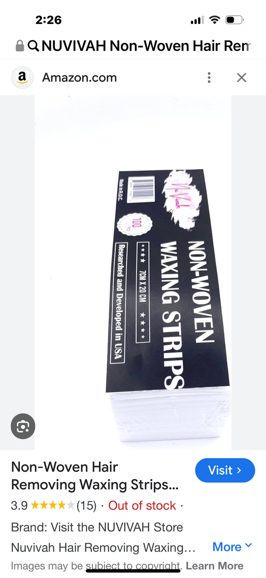 NUVIVAH Non-Woven Hair Removing Waxing Strips Large (2.76 x 7.88 Inches) 100 Pack