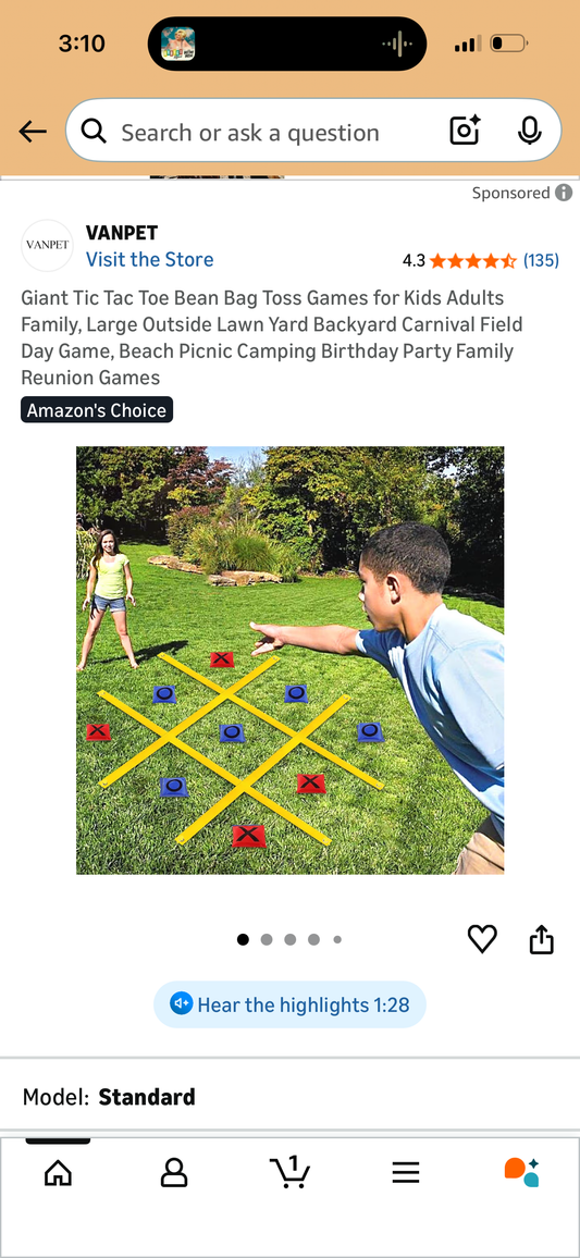 Giant Tic Tac Toe Bean Bag Toss Games for Kids Adults Family, Large Outside Lawn Yard Backyard Carnival Field Day Game, Beach Picnic Camping Birthday Party Family Reunion Games