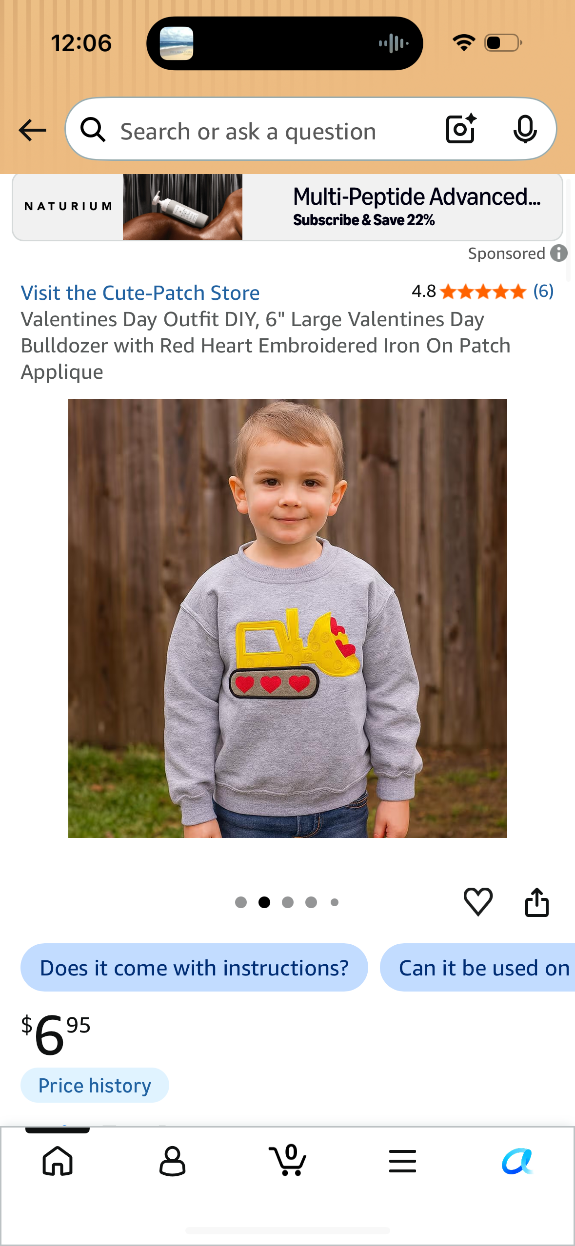 Valentines Day Outfit DIY, 6" Large Valentines Day Bulldozer with Red Heart Embroidered Iron On Patch Applique
