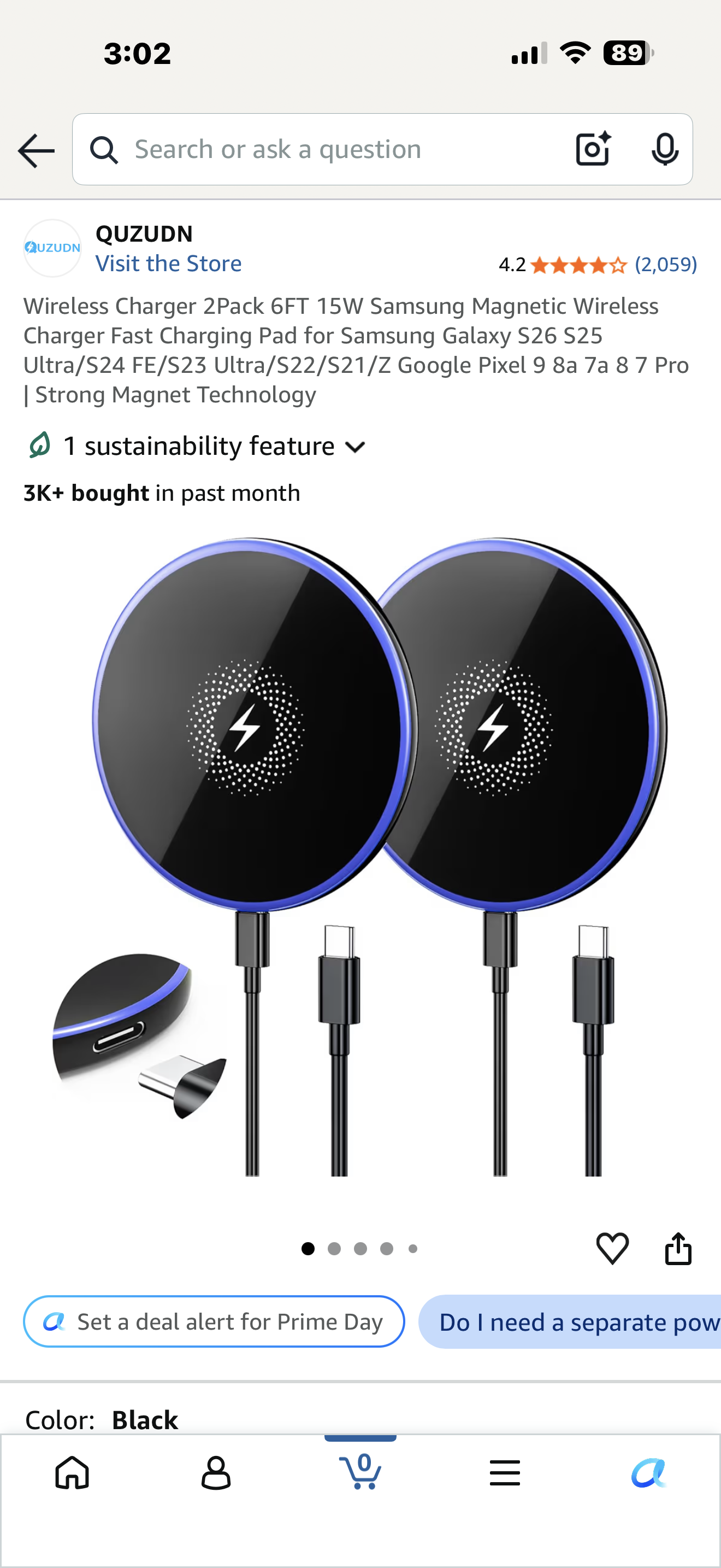 Wireless Charger 2Pack 6FT 15W