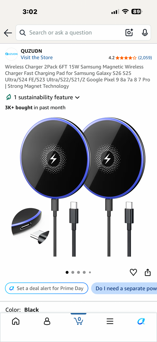 Wireless Charger 2Pack 6FT 15W