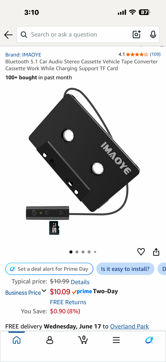 Bluetooth 5.1 Car Audio Stereo Cassette Vehicle Tape Converter Cassette Work While Charging Support TF Card