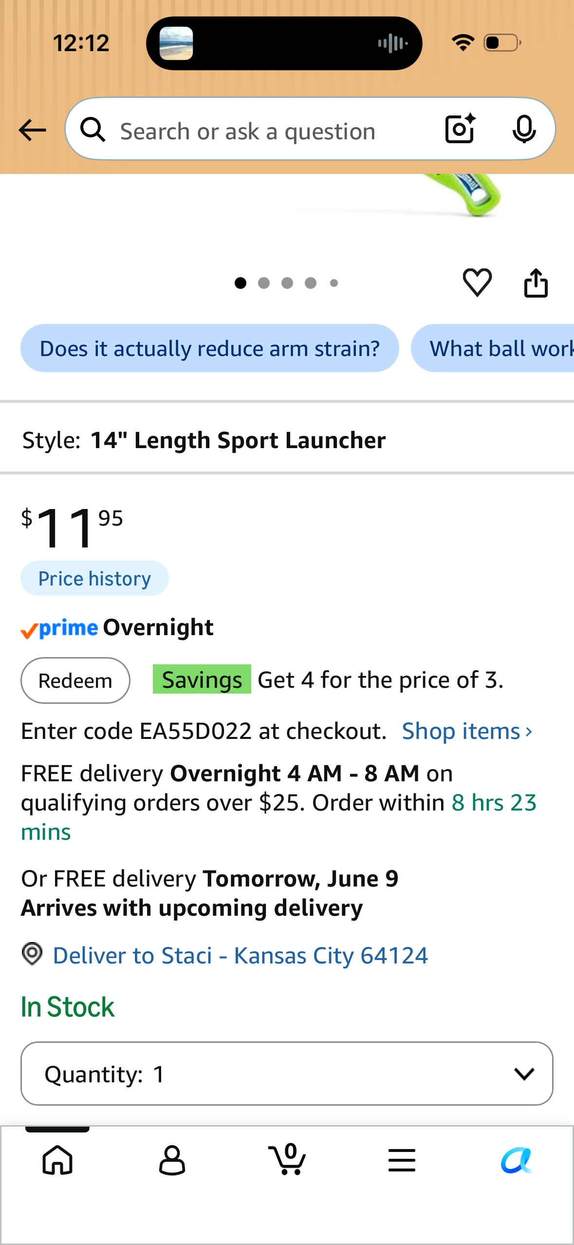 Chuckit! Sport 14S Ball Launcher for Small Dogs, 14-Inch Manual Thrower with 2-Inch Ball, Fits Dogs up to 20 lbs