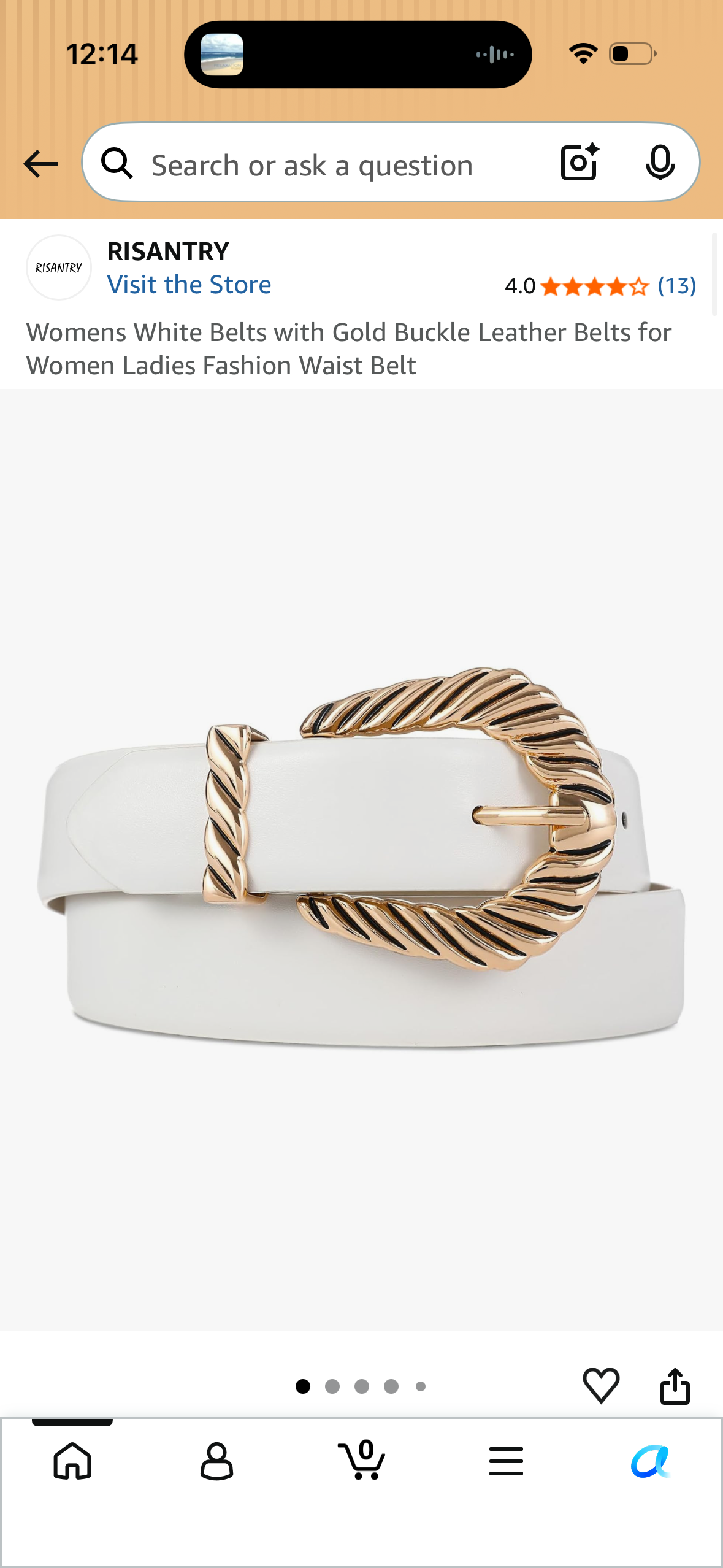 Womens White Belts with Gold Buckle Leather Belts for Women Ladies Fashion Waist Belt (Size Medium)