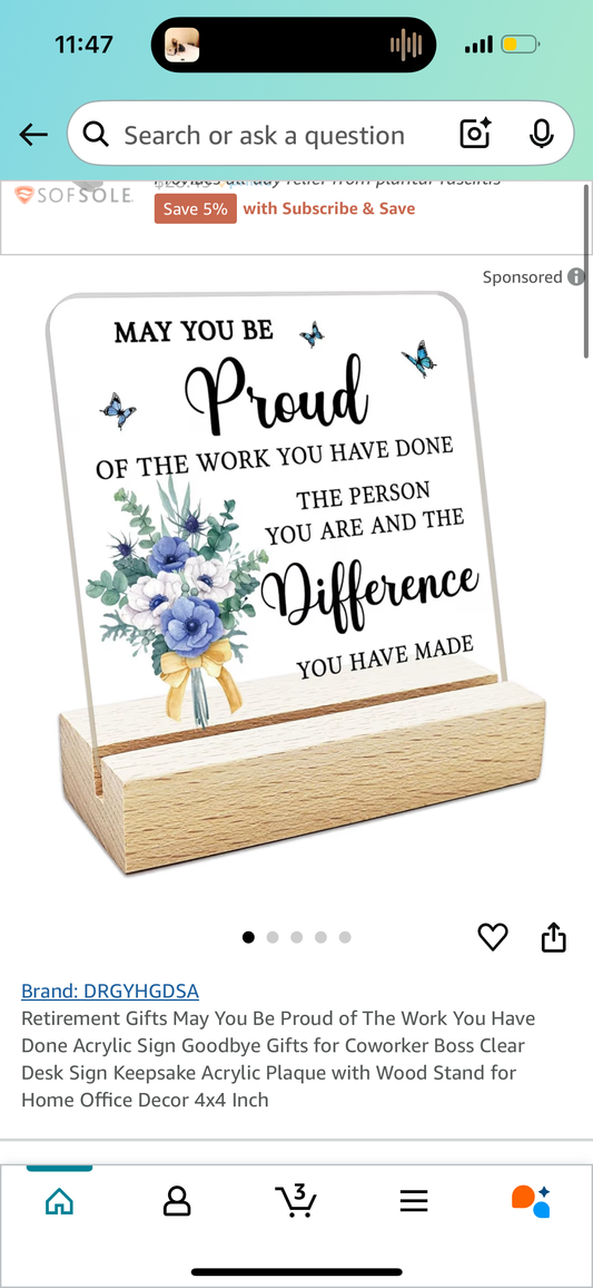 Retirement Gifts May You Be Proud of The Work You Have Done Acrylic Sign Goodbye Gifts for Coworker Boss Clear Desk Sign Keepsake Acrylic Plaque with Wood Stand for Home Office Decor 4x4 Inch