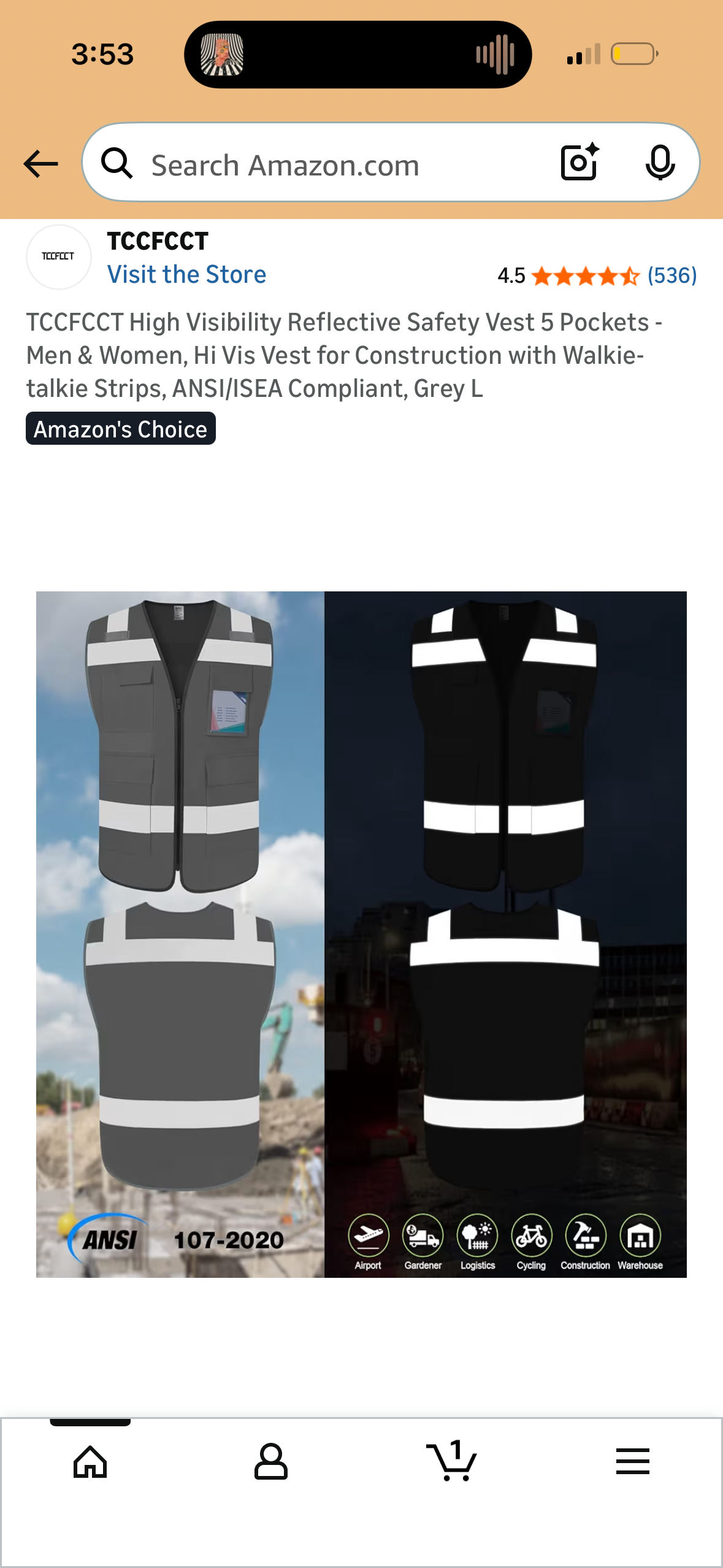 TCCFCCT High Visibility Reflective Safety Vest 5 Pockets - Men & Women, Hi Vis Vest for Construction with Walkie-talkie Strips, ANSI/ISEA Compliant, Grey (Size Large)