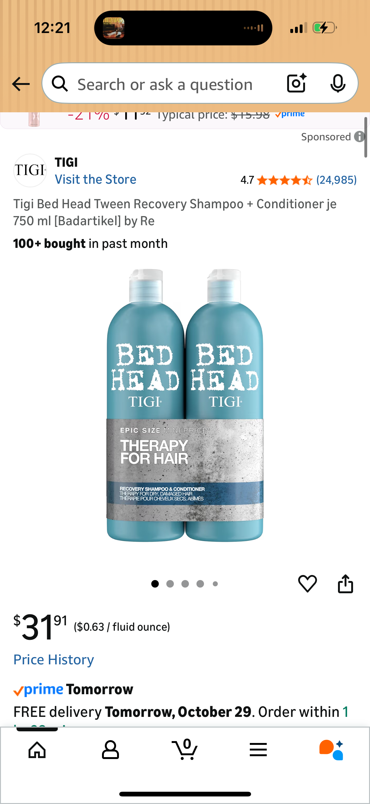 Tigi Bed Head Tween Recovery Shampoo + Conditioner je 750 ml [Badartikel] by Re