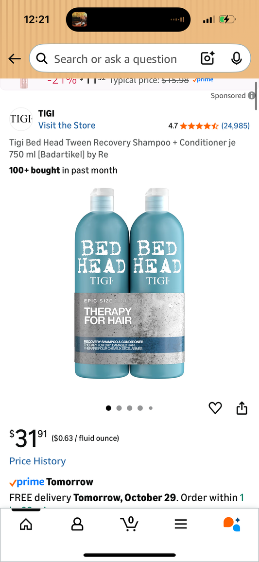 Tigi Bed Head Tween Recovery Shampoo + Conditioner je 750 ml [Badartikel] by Re