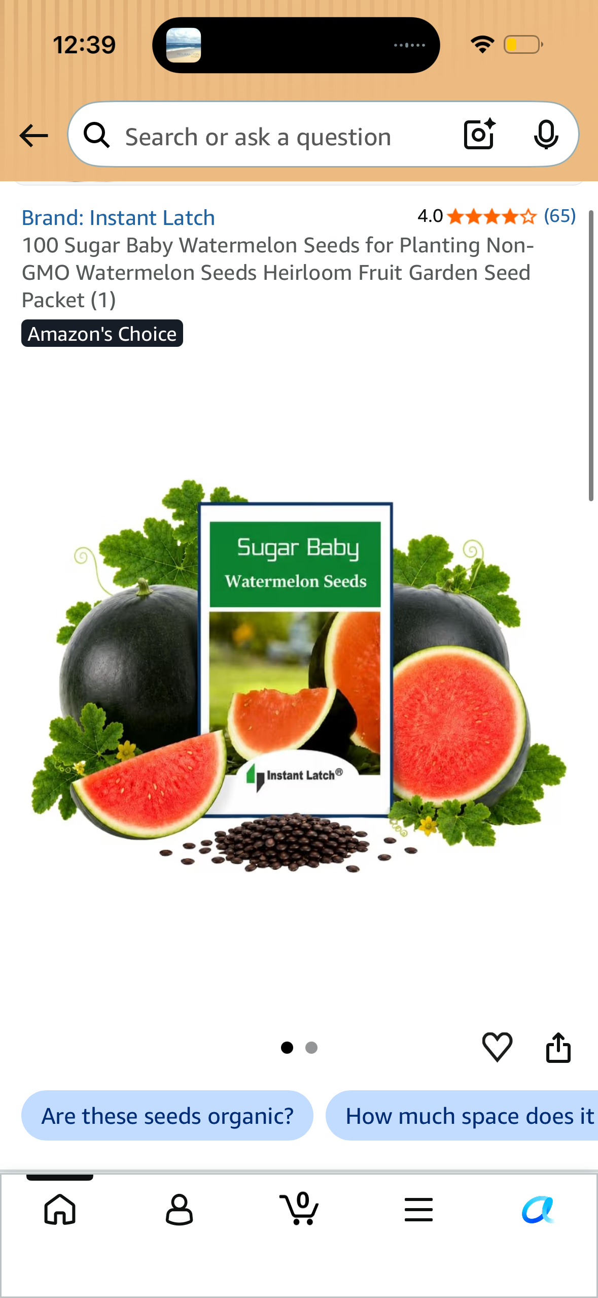 100 Sugar Baby Watermelon Seeds for Planting Non-GMO Watermelon Seeds Heirloom Fruit Garden Seed Packet (1)