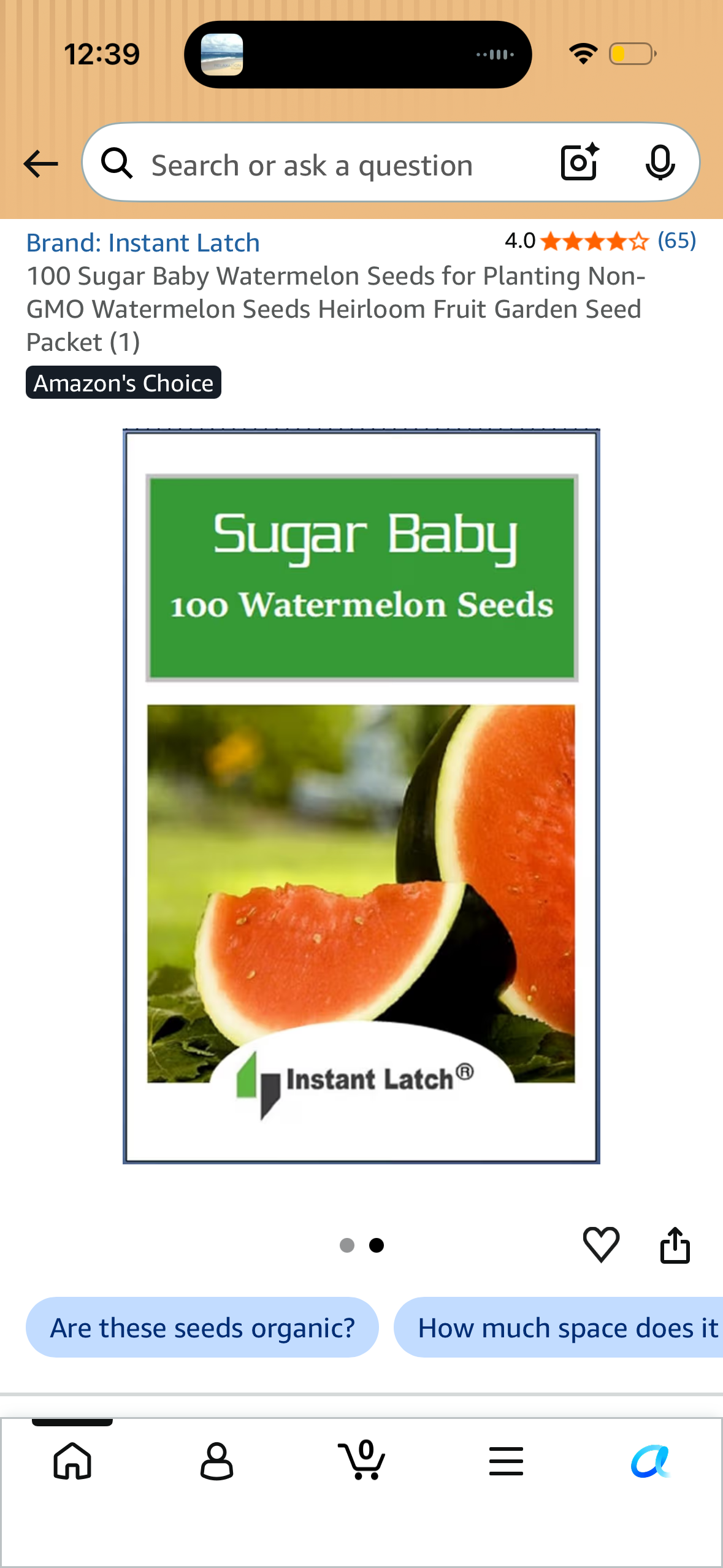 100 Sugar Baby Watermelon Seeds for Planting Non-GMO Watermelon Seeds Heirloom Fruit Garden Seed Packet (1)