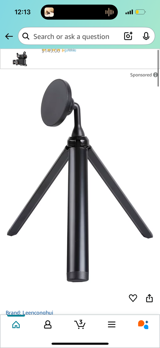 Strong Magnetic 37" Selfie Stick Phone Tripod with Detachable Wireless Remote Compatible with Magsafe for iPhone 15, 14, 13, and 12 Series