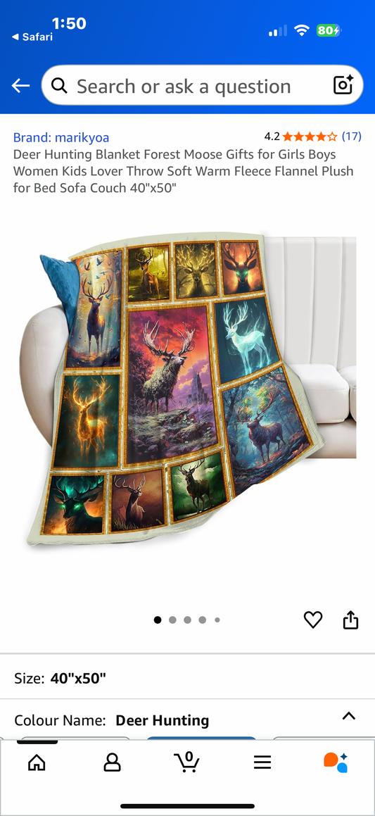 Deer Hunting Blanket Forest Moose Gifts for Girls Boys Women Kids Lover Throw Soft Warm Fleece Flannel Plush for Bed Sofa Couch 40"x50