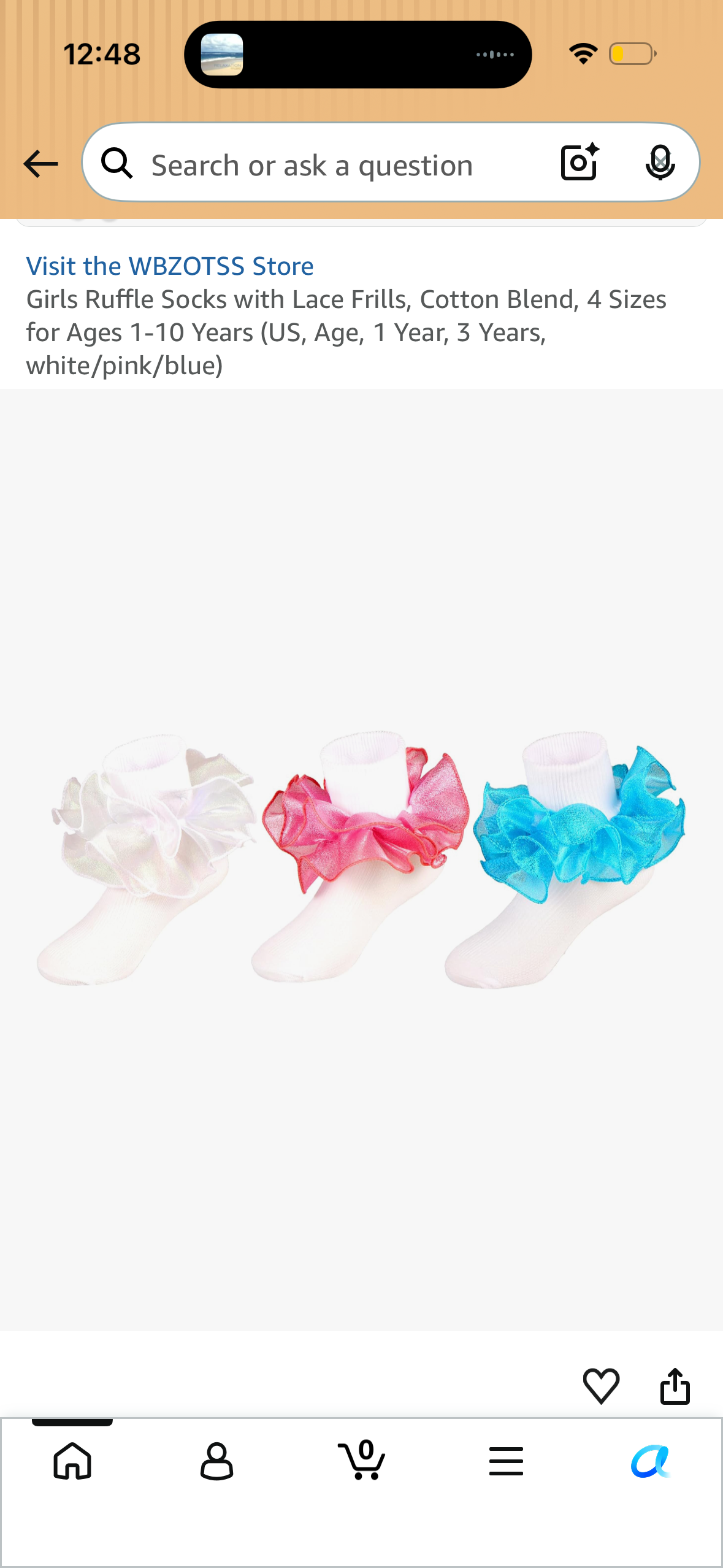 WBZOTSS Girls Ruffle Socks with Lace Frills, Cotton Blend (Size 6-8 Years)