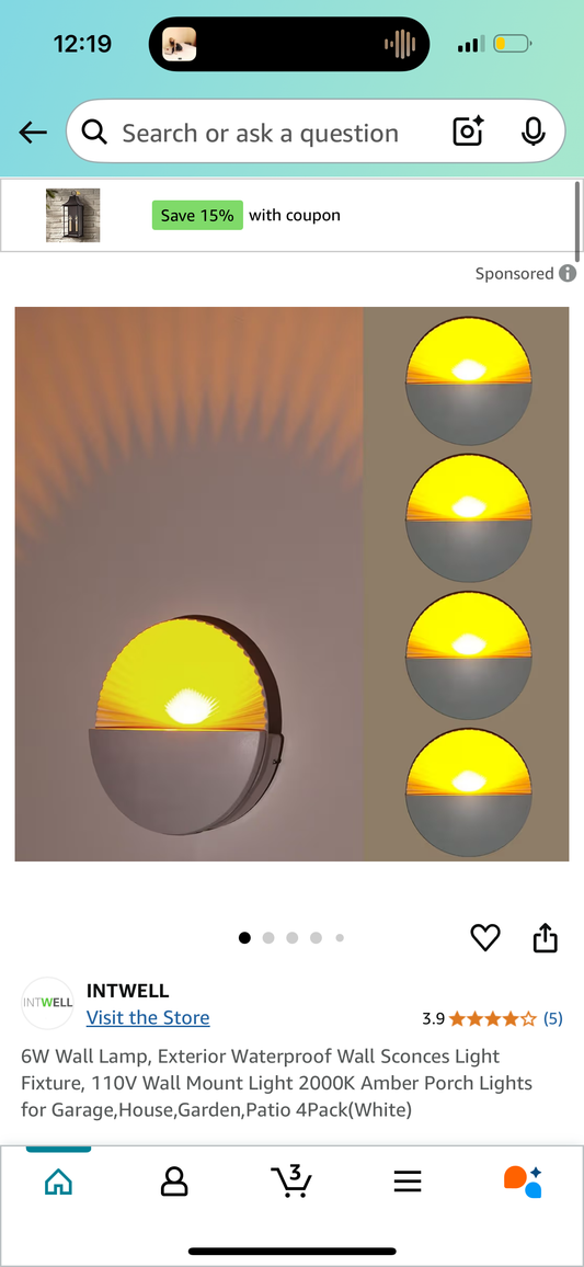 6W Wall Lamp, Exterior Waterproof Wall Sconces Light Fixture, 110V Wall Mount Light 2000K Amber Porch Lights for Garage,House,Garden,Patio 4Pack(White)