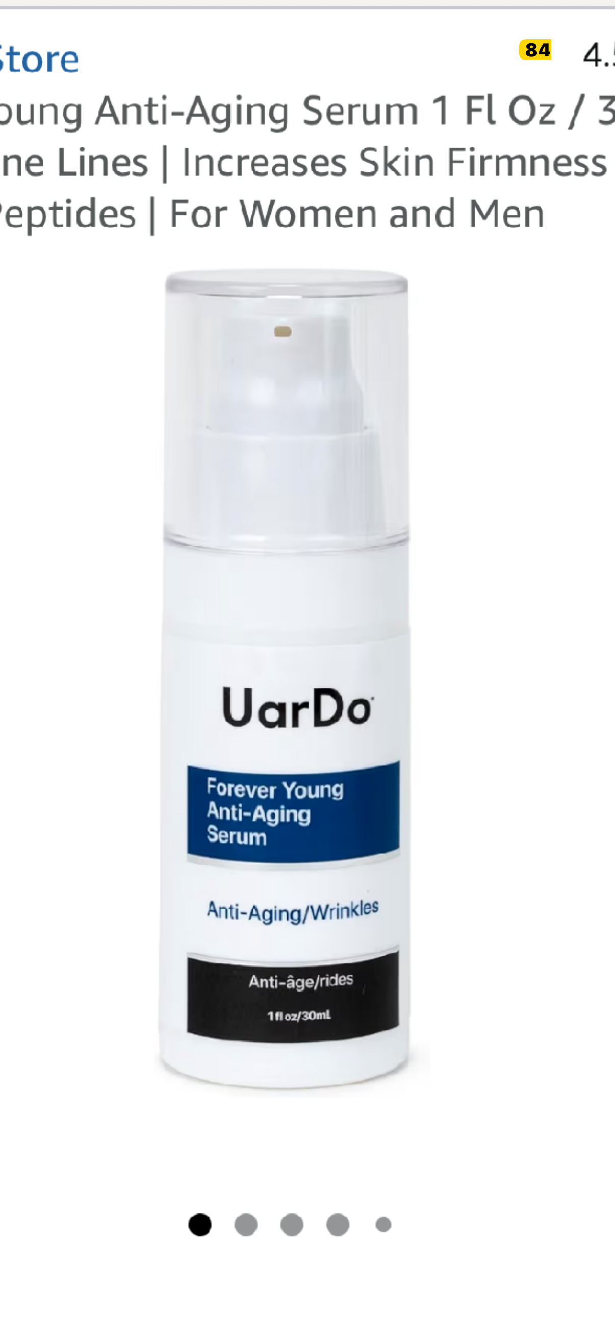 Uardo Forever Young Anti-Aging Serum 1 Fl Oz / 30 ml - usn103 | For Wrinkles, Fine Lines | Increases Skin Firmness | With Antioxidants & Peptides | For Women and Men