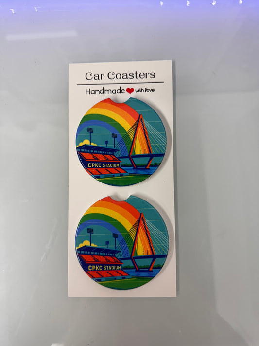 Current Women’s Soccer Stadium Ceramic Car Coasters for Cupholders