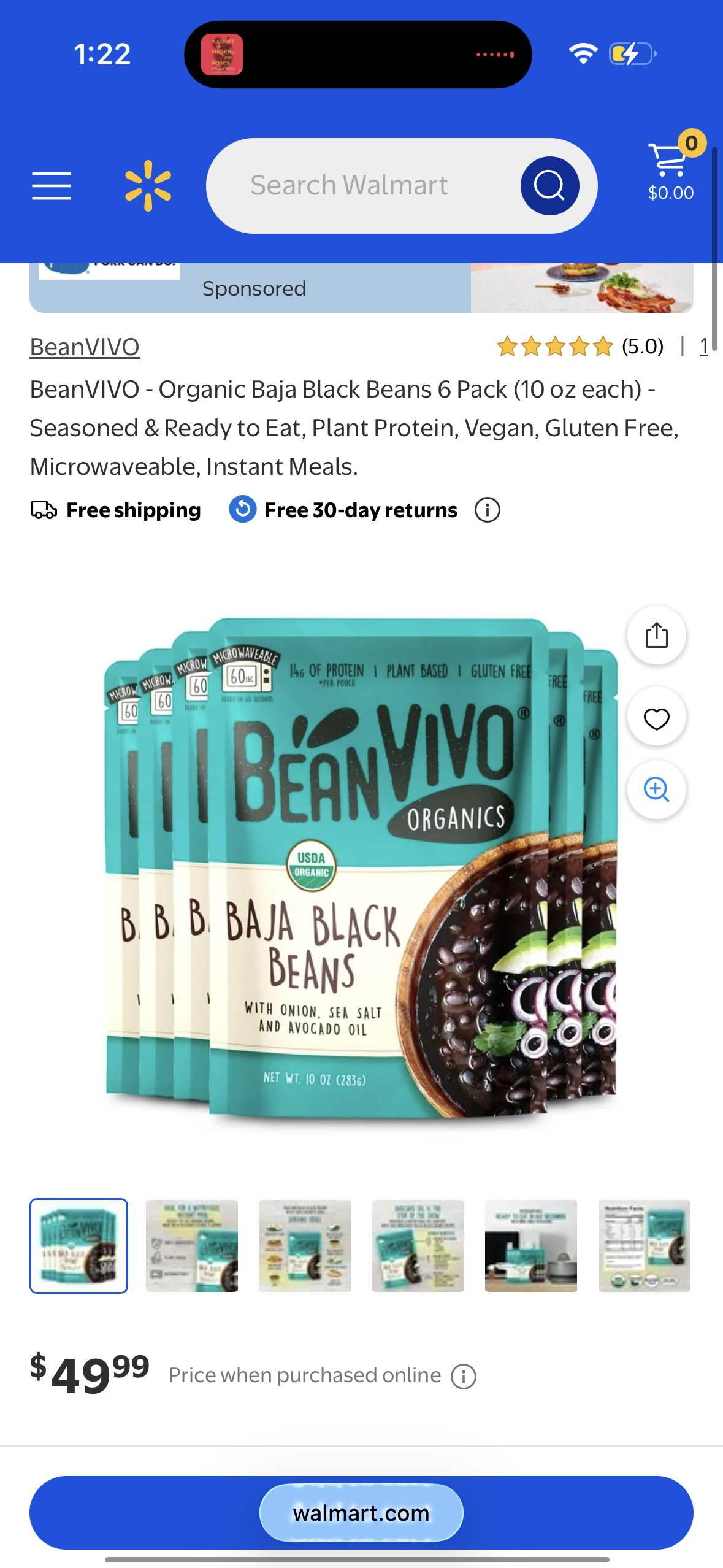 BeanVIVO - Organic Baja Black Beans 6 Pack (10 oz each) - Seasoned & Ready to Eat, Plant Protein, Vegan, Gluten Free, Microwaveable, Instant Meals.