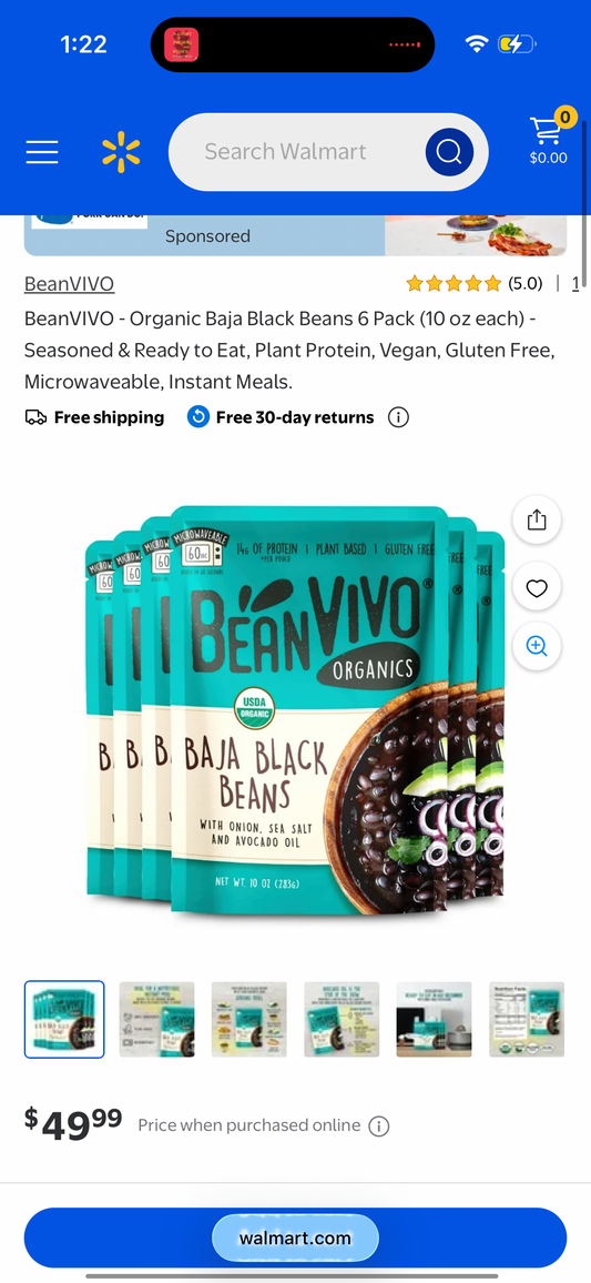 BeanVIVO - Organic Baja Black Beans 6 Pack (10 oz each) - Seasoned & Ready to Eat, Plant Protein, Vegan, Gluten Free, Microwaveable, Instant Meals.