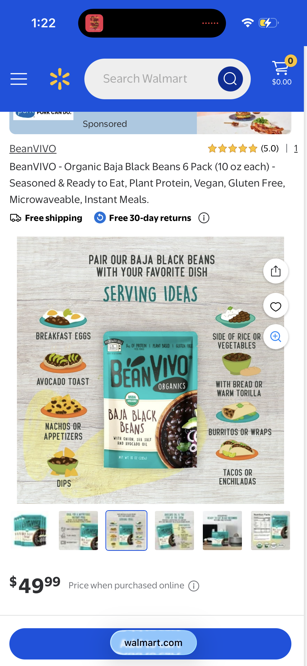 BeanVIVO - Organic Baja Black Beans 6 Pack (10 oz each) - Seasoned & Ready to Eat, Plant Protein, Vegan, Gluten Free, Microwaveable, Instant Meals.