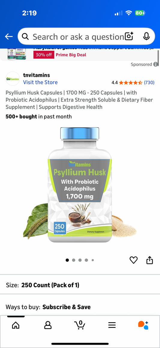Psyllium Husk Capsules (Expires 12/25)